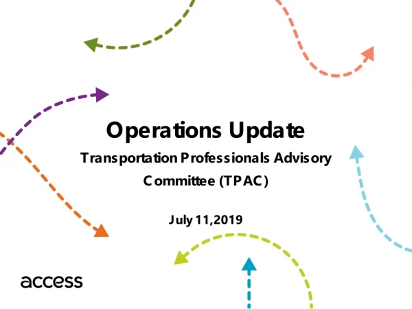 Operations Update Transportation Professionals Advisory Committee (TPAC) July 11,2019