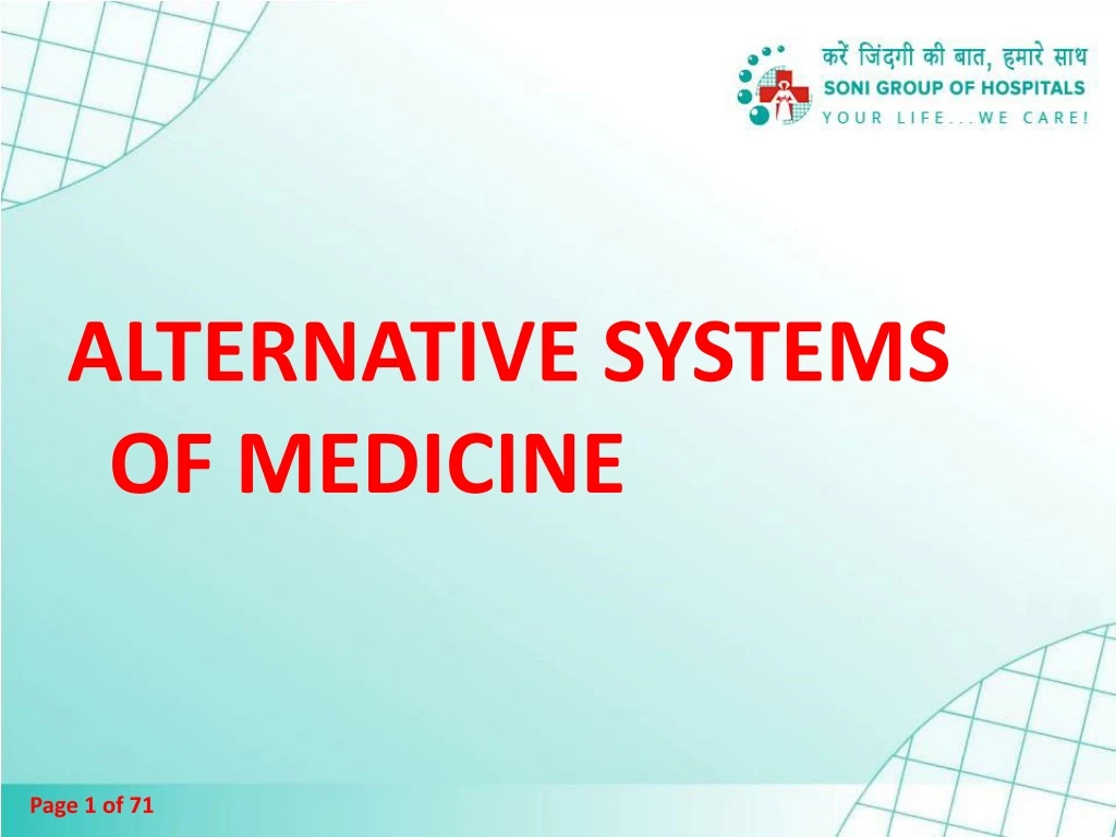 alternative systems of medicine