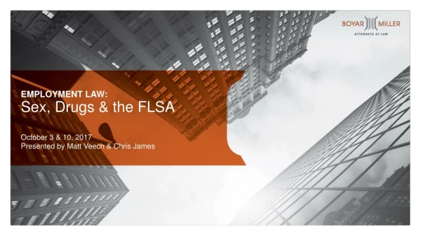 EMPLOYMENT LAW: Sex, Drugs &amp; the FLSA