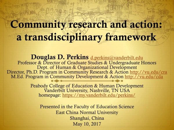 Community research and action: a transdisciplinary framework