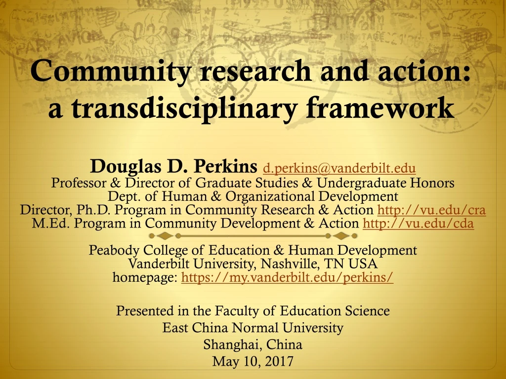 community research and action a transdisciplinary framework