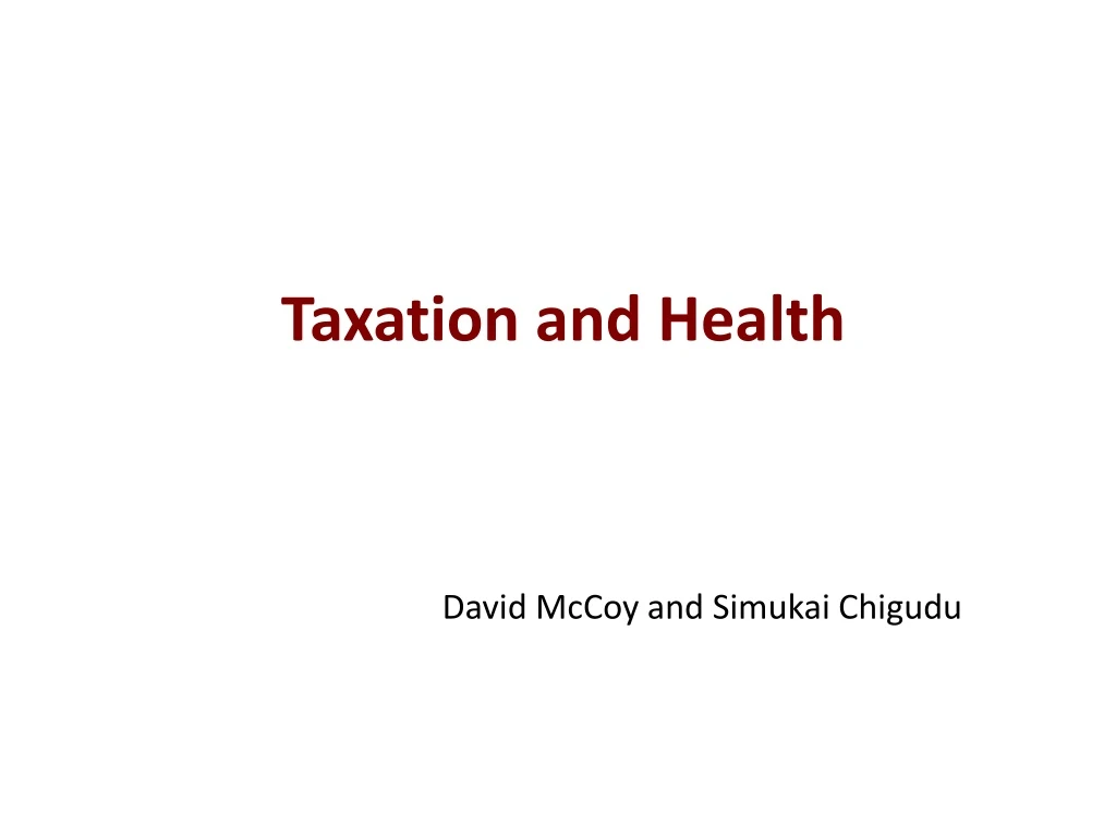 taxation and health