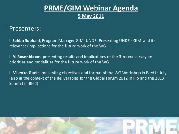 PRME/GIM Webinar Agenda 5 May 2011