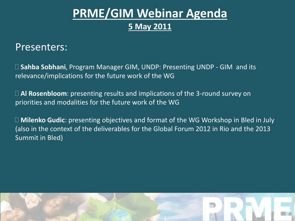 prme gim webinar agenda 5 may 2011