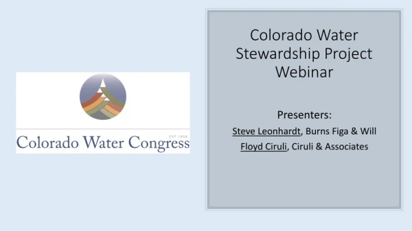 Colorado Water Stewardship Project Webinar