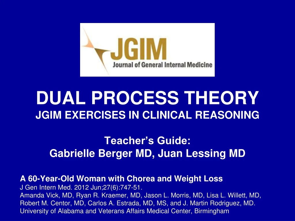 dual process theory jgim exercises in clinical