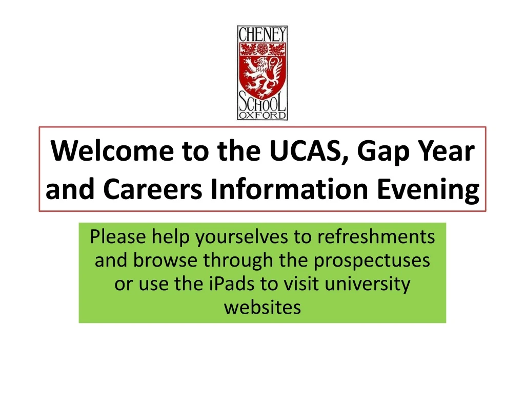 welcome to the ucas gap year and careers information evening