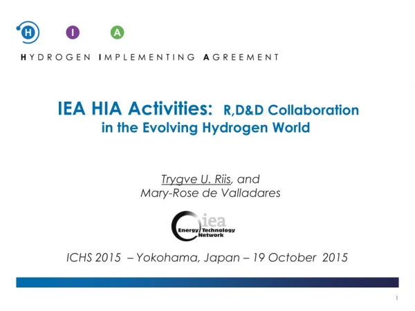 IEA HIA Activities: R,D&amp;D Collaboration in the Evolving Hydrogen World