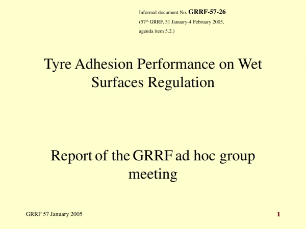 Tyre Adhesion Performance on Wet Surfaces Regulation Report of the GRRF ad hoc group meeting