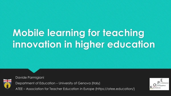 Mobile learning for teaching innovation in higher education