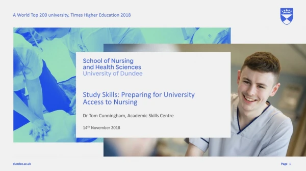Study Skills: Preparing for University Access to Nursing