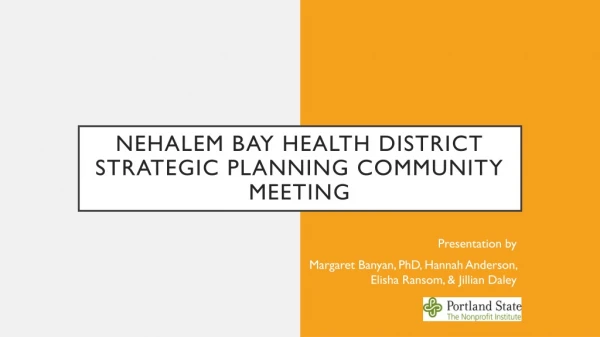Nehalem Bay Health District Strategic Planning Community Meeting