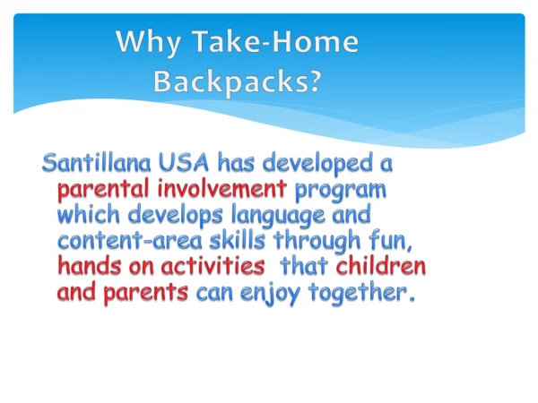 Why Take-Home Backpacks?