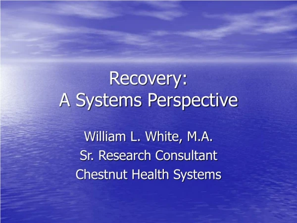 Recovery: A Systems Perspective