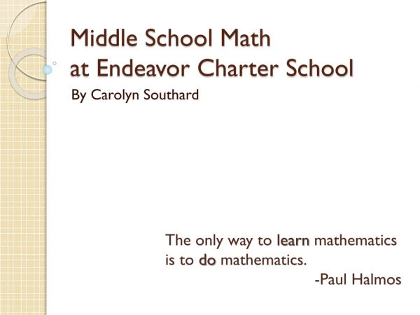 Middle School Math at Endeavor Charter School