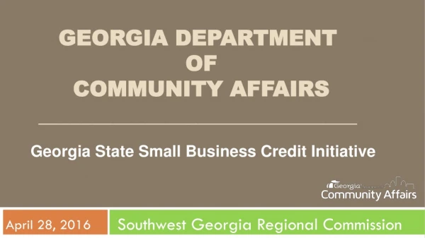GEORGIA DEPARTMENT OF COMMUNITY AFFAIRS ______________________________