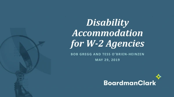 Disability Accommodation for W-2 Agencies