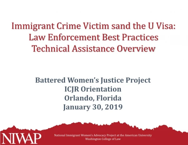 Battered Women’s Justice Project ICJR Orientation Orlando, Florida January 30, 2019