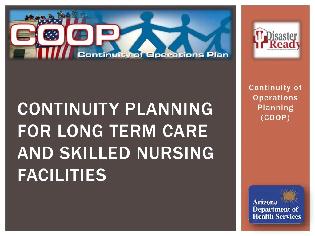 continuity planning for long term care and skilled nursing facilities