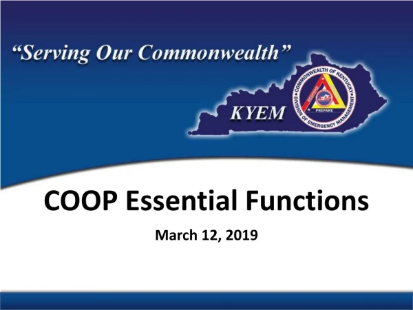 COOP Essential Functions March 12, 2019