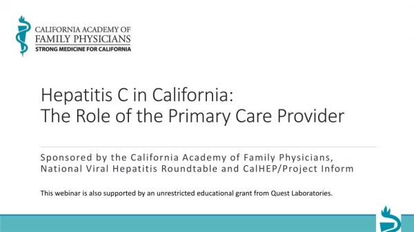 Hepatitis C in California: The Role of the Primary Care Provider