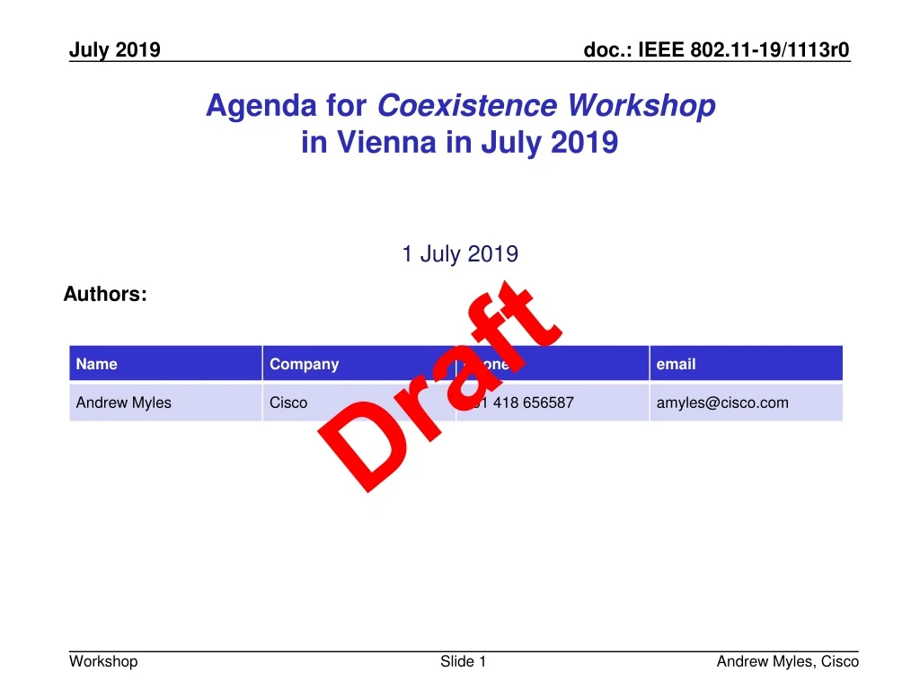 agenda for coexistence workshop in vienna in july 2019