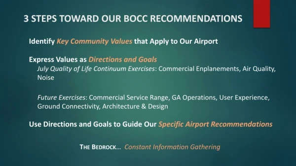 3 Steps Toward Our BOCC Recommendations