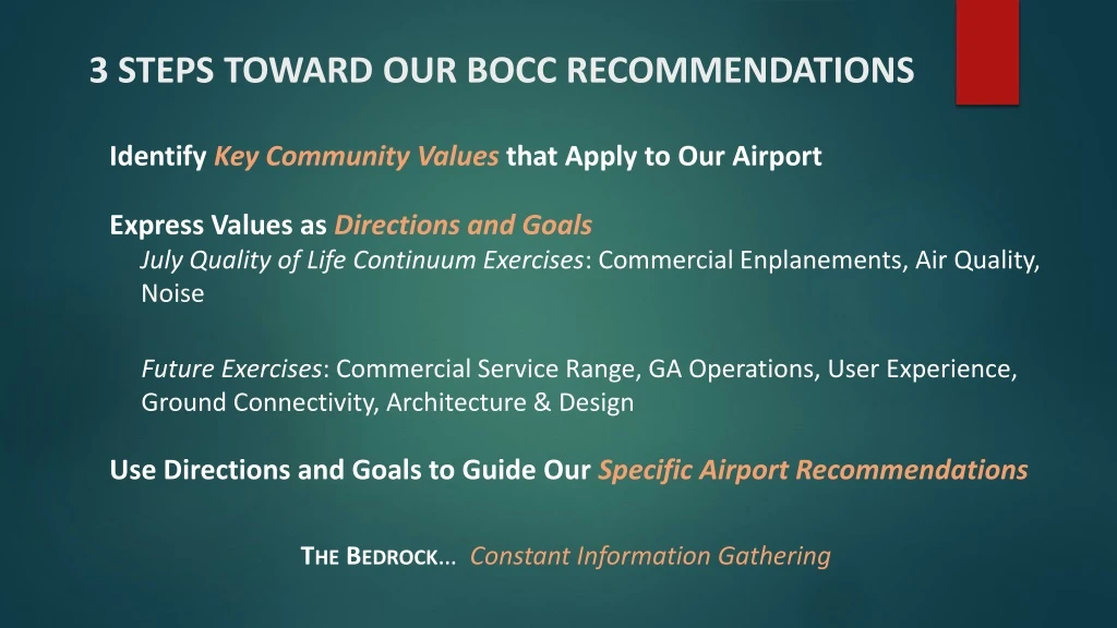 3 steps toward our bocc recommendations