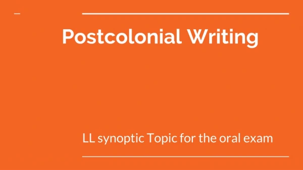 Postcolonial Writing