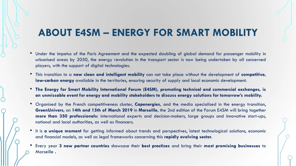 about e4sm energy for smart mobility