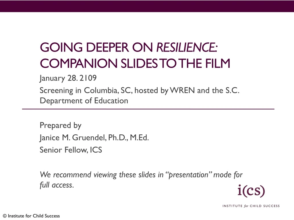 going deeper on resilience companion slides to the film