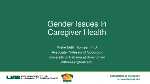 Gender Issues in Caregiver Health