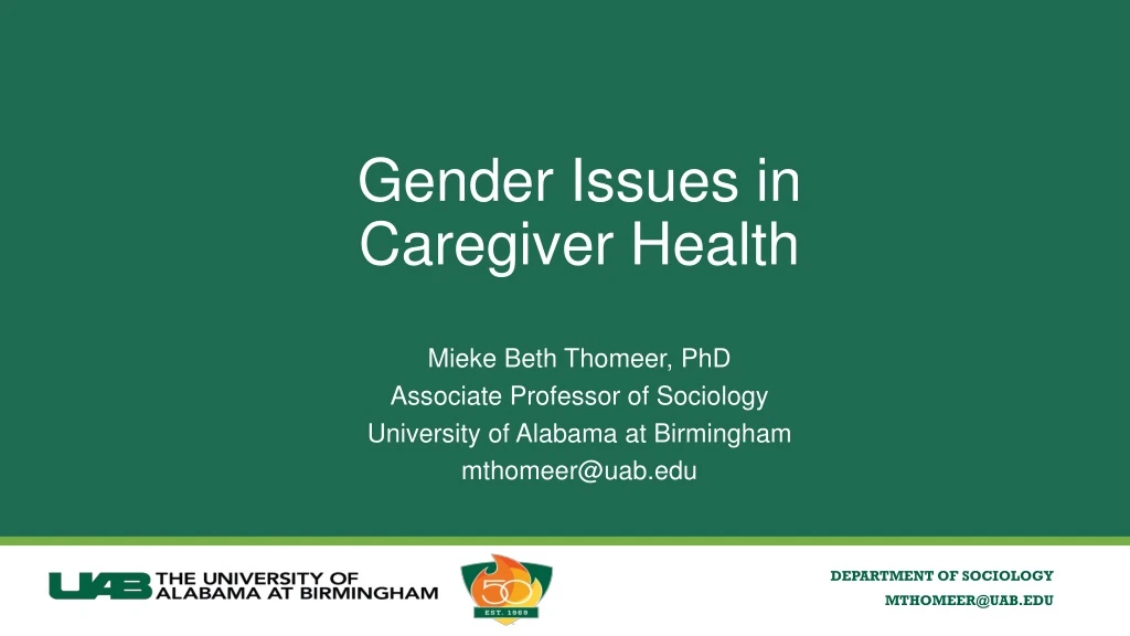 gender issues in caregiver health