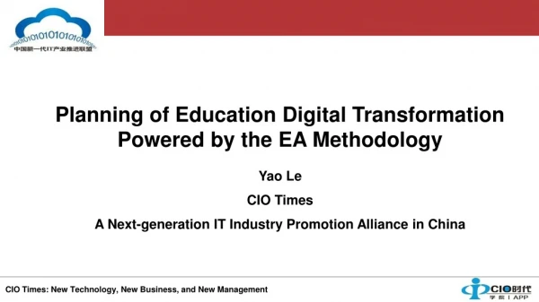 Planning of Education Digital Transformation Powered by the EA Methodology