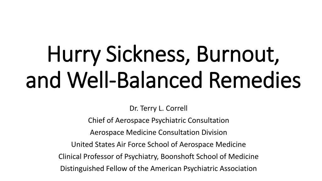 hurry sickness burnout and well balanced remedies