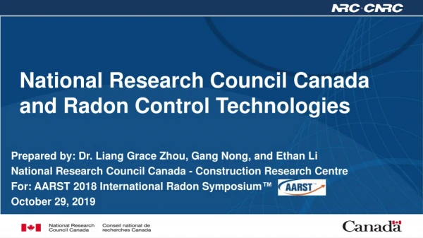 National Research Council Canada and Radon Control Technologies