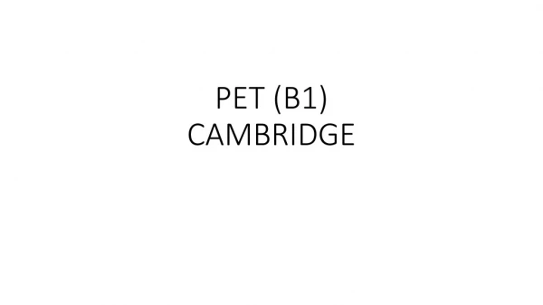PET (B1) CAMBRIDGE