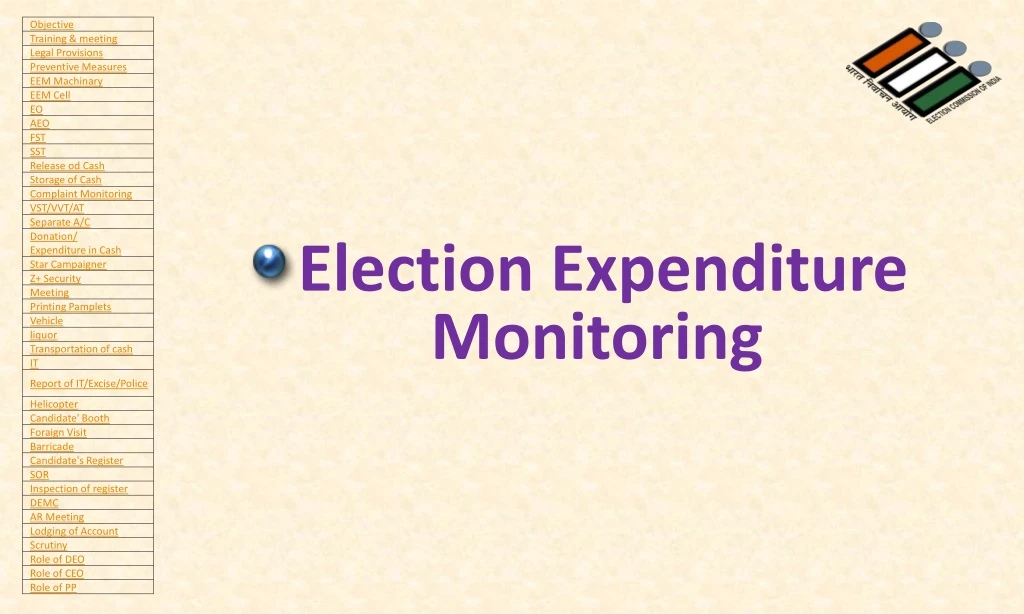 election expenditure monitoring