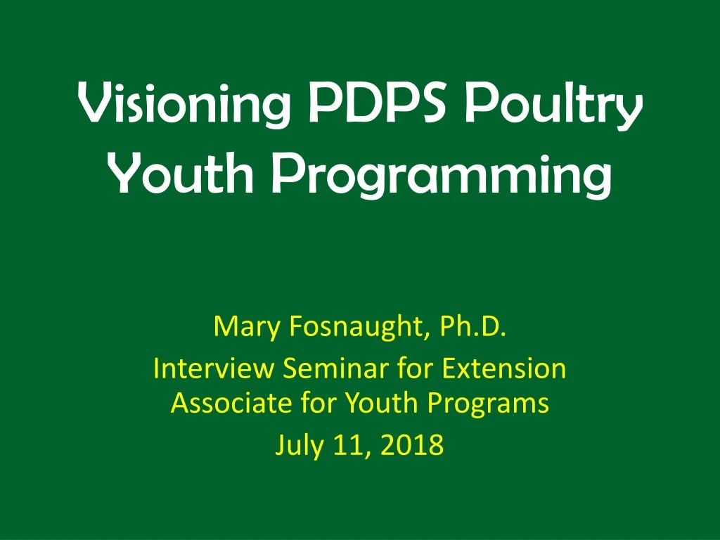 visioning pdps poultry youth programming