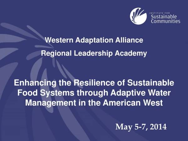 Western Adaptation Alliance Regional Leadership Academy
