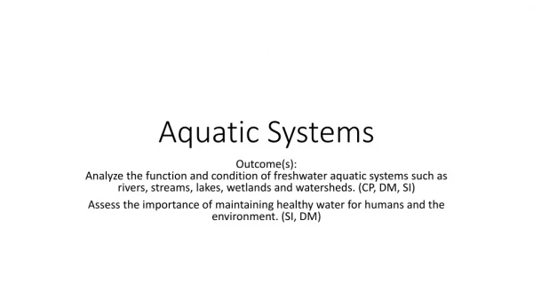 Aquatic Systems