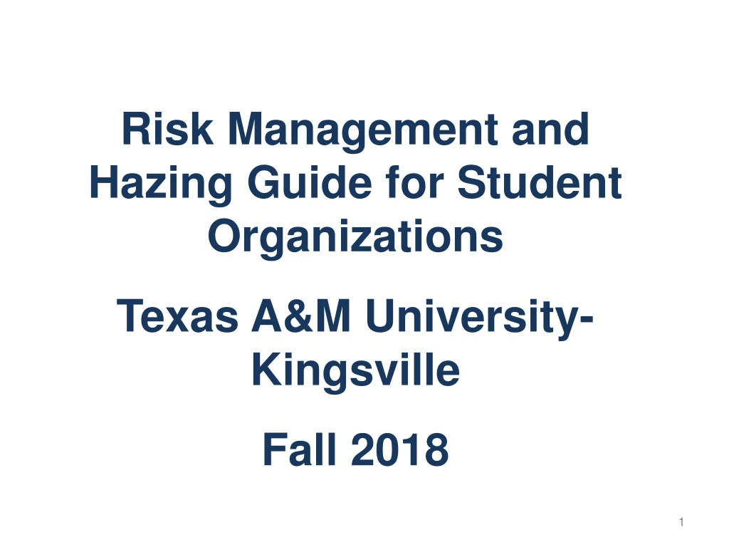 risk management and hazing guide for student