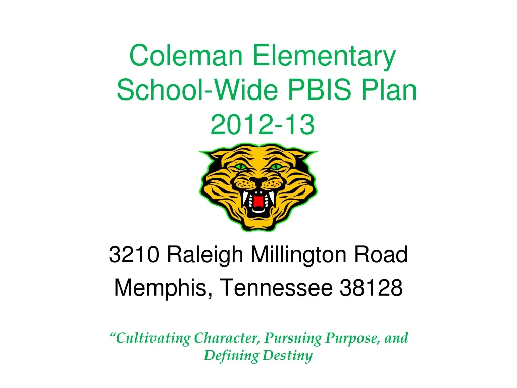 coleman elementary school wide pbis plan 2012 13