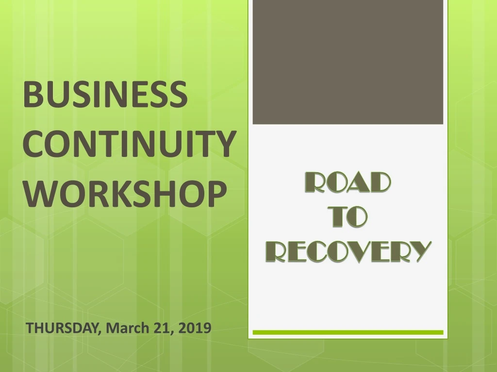 business continuity workshop