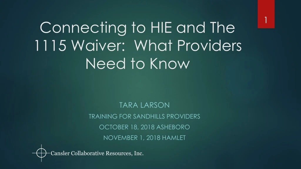 connecting to hie and the 1115 waiver what providers need to know