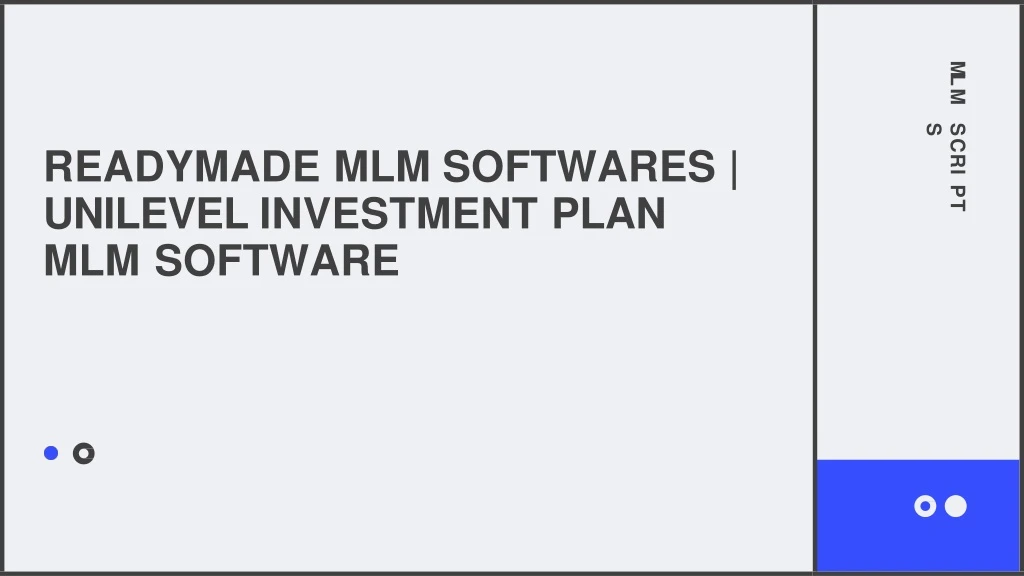 readymade mlm softwares unilevel investment plan mlm software