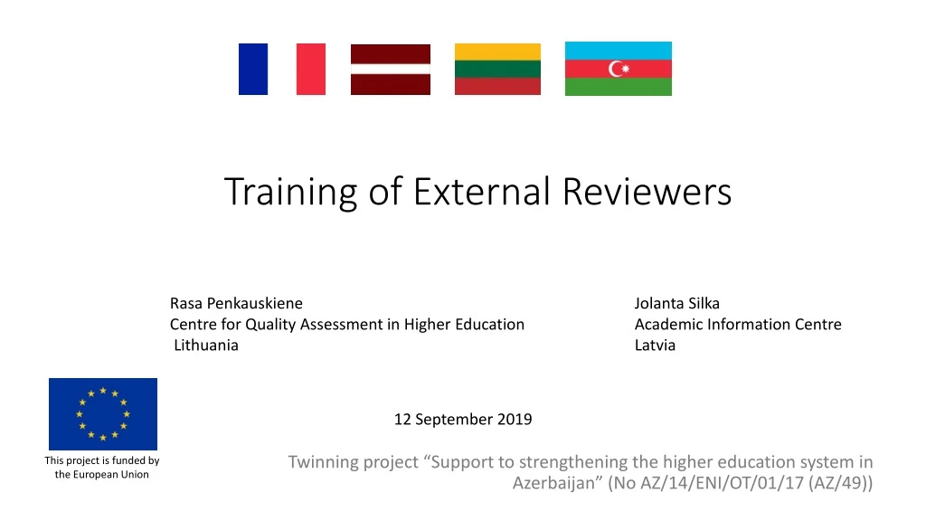 training of external reviewers