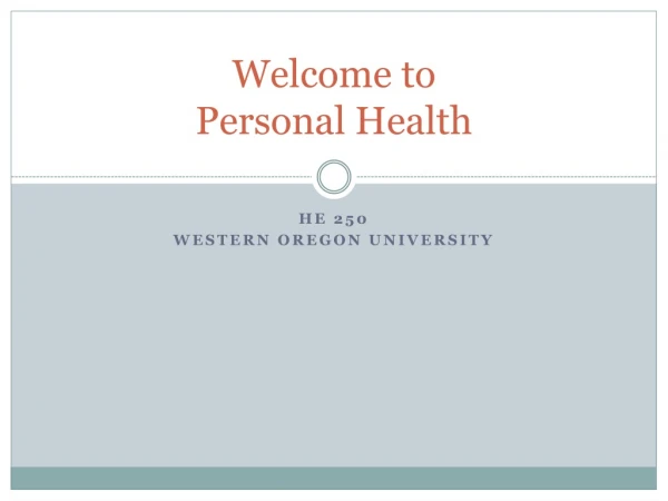Welcome to Personal Health