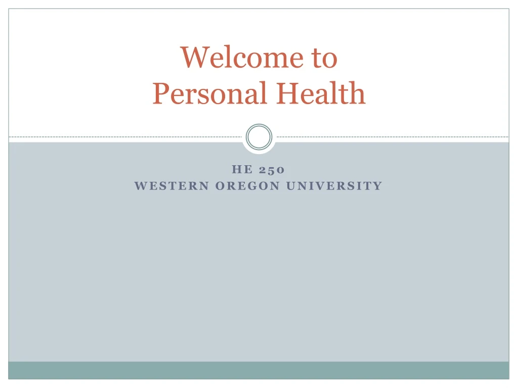 welcome to personal health