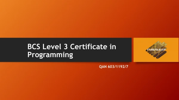 BCS Level 3 Certificate in Programming